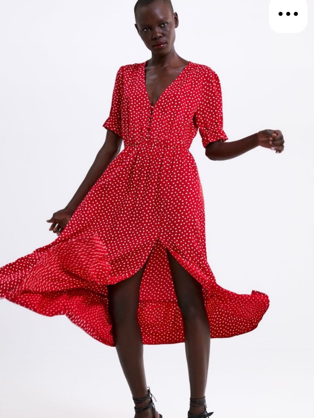 Zara Red Polka Dot Maxi Dress with slit